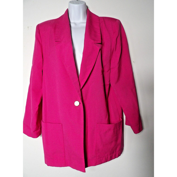 Sag Harbor Sz 14 Pink Blazer Lightweight Vintage Bright Barbie Core 90s - Picture 1 of 12
